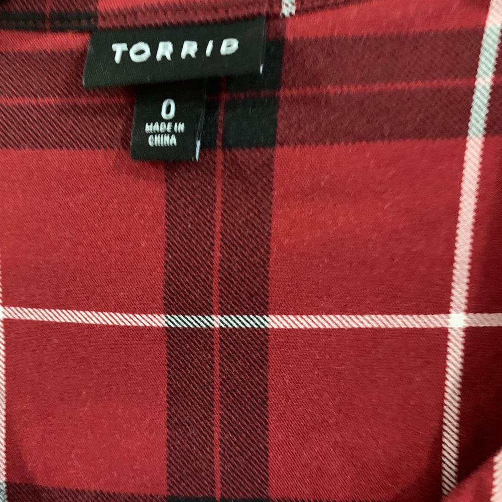 Torrid Red and Black Plaid Dress Sz 0 (L 12) - Picture 3 of 5